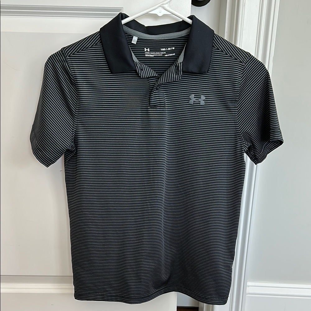 Under Armour Men's Black & Gray Striped Polo Shirt
